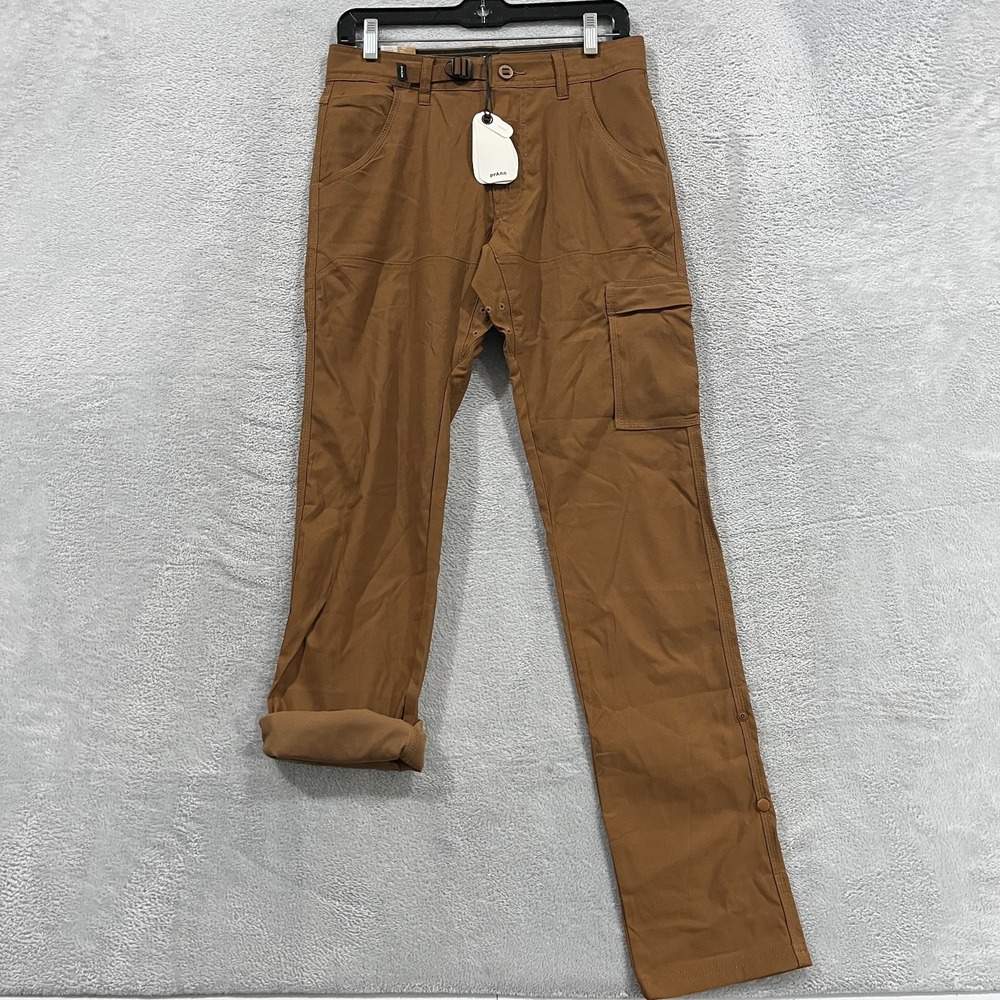 PrAna Stretch Zion Slim Pants Mens 28x34 Hiking Belted Cargo Roll Up Gorpcore